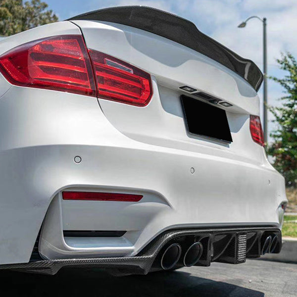 Carbon Fiber Rear Bumper Lip Spoiler Diffuser with Integrated Lamp for BMW M3 F80, M4 F82/F83 - Standard & Convertible