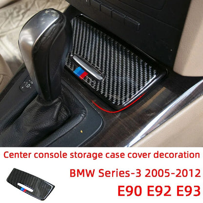 Center Console Storage Case Cover Decoration Patch Carbon Fiber Car Stickers for BMW 2005-2012 E90 E92 E93 Interior Accessories