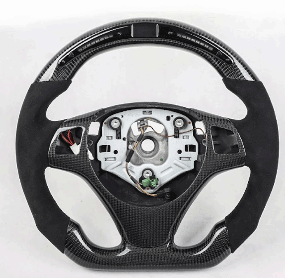 Jet Black alcantara carbon fiber steering wheel with LED display for BMW E Series