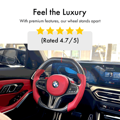 Red leather carbon steering wheel with red airbag cover- BMW G chassis