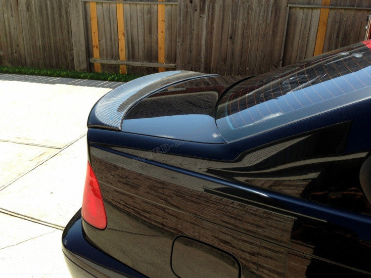 Red Trim Carbon Fiber Rear Spoiler for BMW E46 4-Door