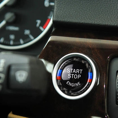 Engine Start Stop Button Carbon Cover Trim Sticker - Carbon Velocity - Premium BMW Mods & Carbon Fiber Aftermarket Accessories